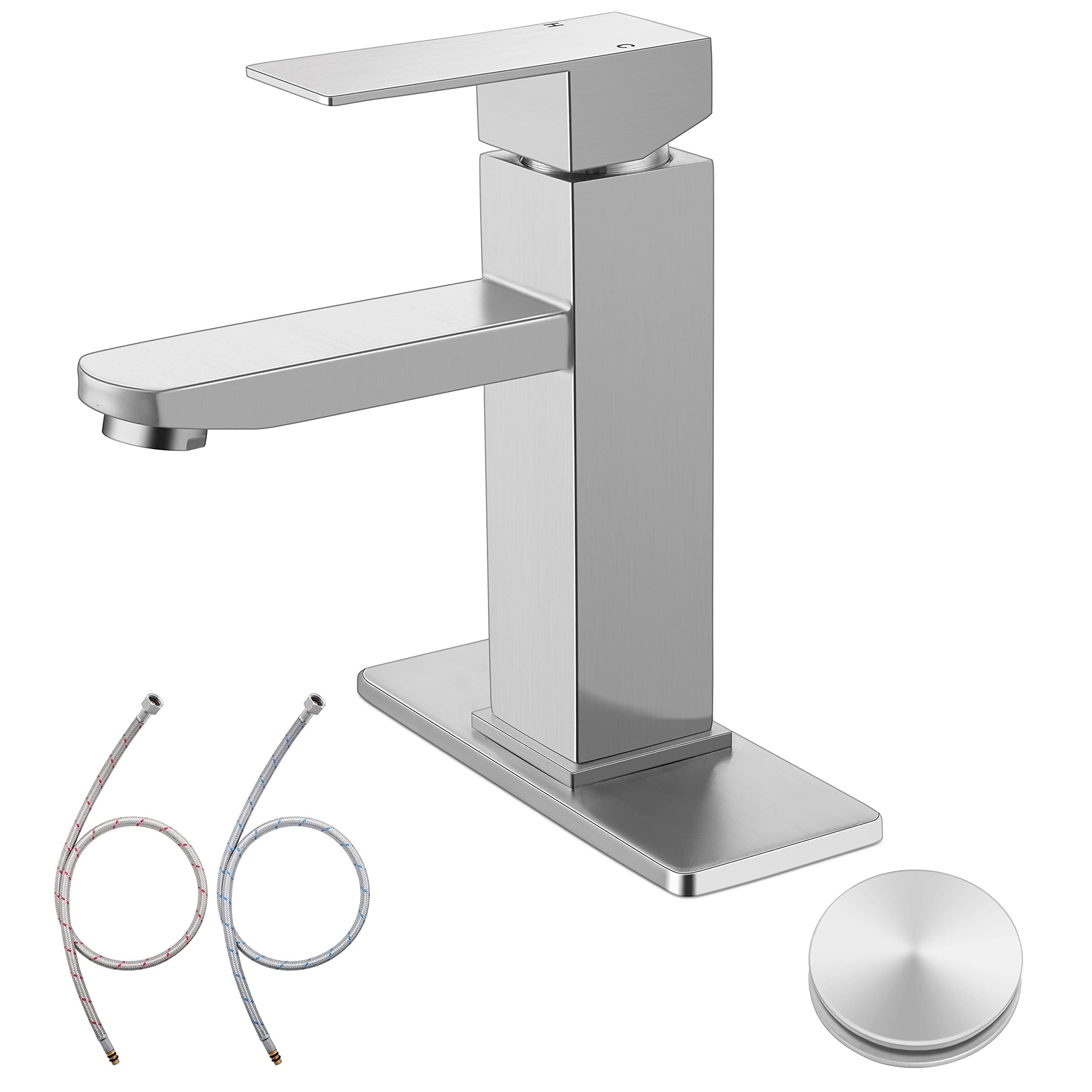 Coliware Brushed Nickel Bathroom Faucet Single Handle photo 1