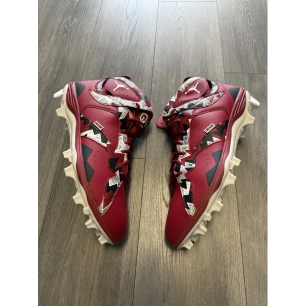 Ni - ke Jordan 7 Force Savage Oklahoma Sooners PE Football Cleats DV7324-661 Men Sz 17
