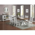 thumbnail image 4 of Formal White Dining Table - Rubberwood, Rectangular, 68"+Leaf x 40" Dining Room Table, Seats 6, Distressed White Finish, Elegant Classic Design, Vietnam, 4 of 6