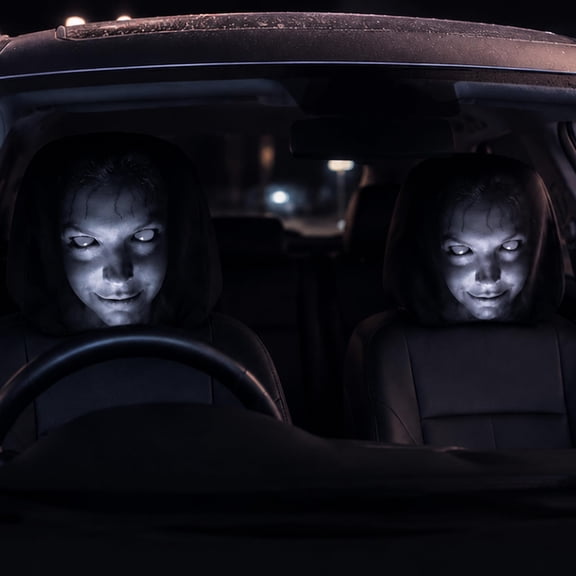 Glowing Face Headrest Covers, Ultra-Realistic Ghost Face Headrest Covers for Cars