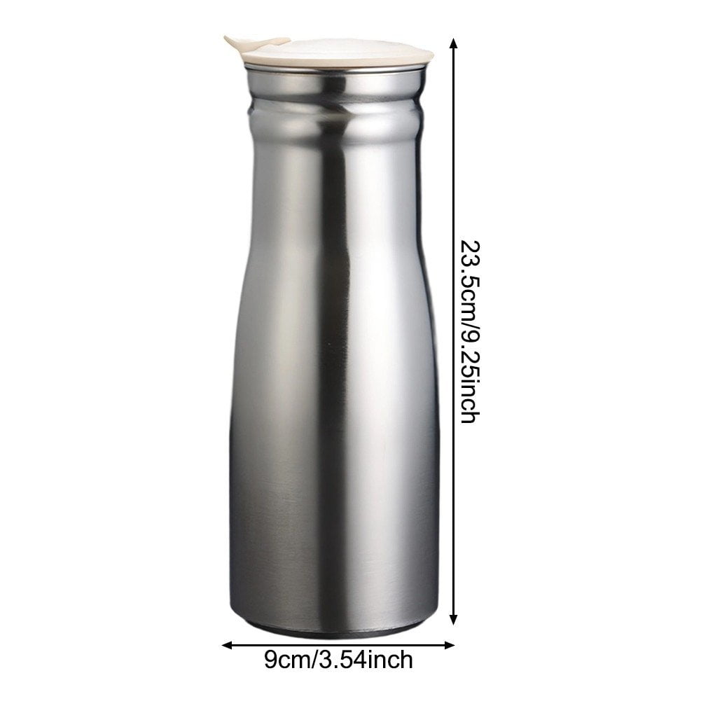 Stainless Steel Water Jug, 1000ml Latte Art Milk Frothing Cup, Pitcher Jug with Lid, Cream Mug for Coffee Machine, Juice, Home, Office