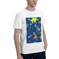 thumbnail image 2 of Bingfone Dinosaur In Space Men'S Loose Fit Short-Sleeve Pocket T-Shirt, 2 of 7