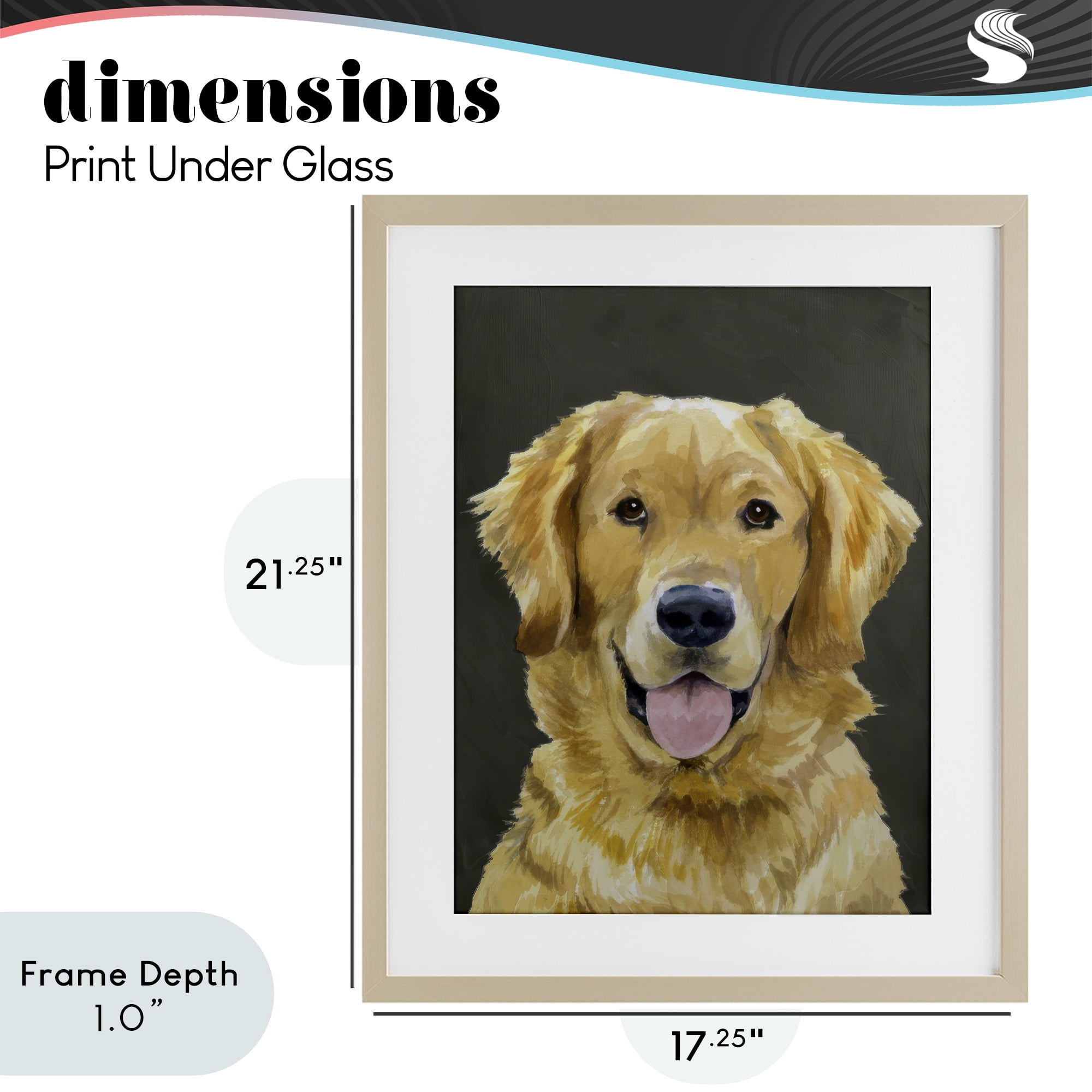 Stupell Industries Joyful Golden Retriever Portrait Birch Framed Print Under Glass, design by Lil' Rue