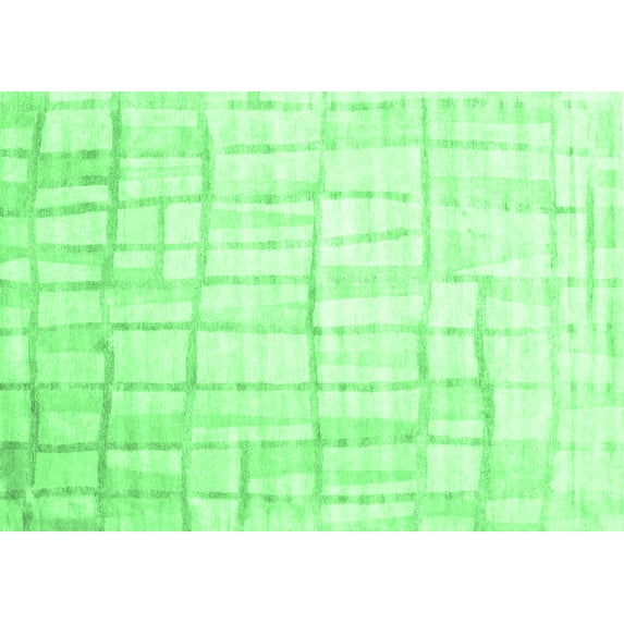 Ahgly Company Indoor Rectangle Abstract Emerald Green Contemporary Area Rugs, 2' x 5'