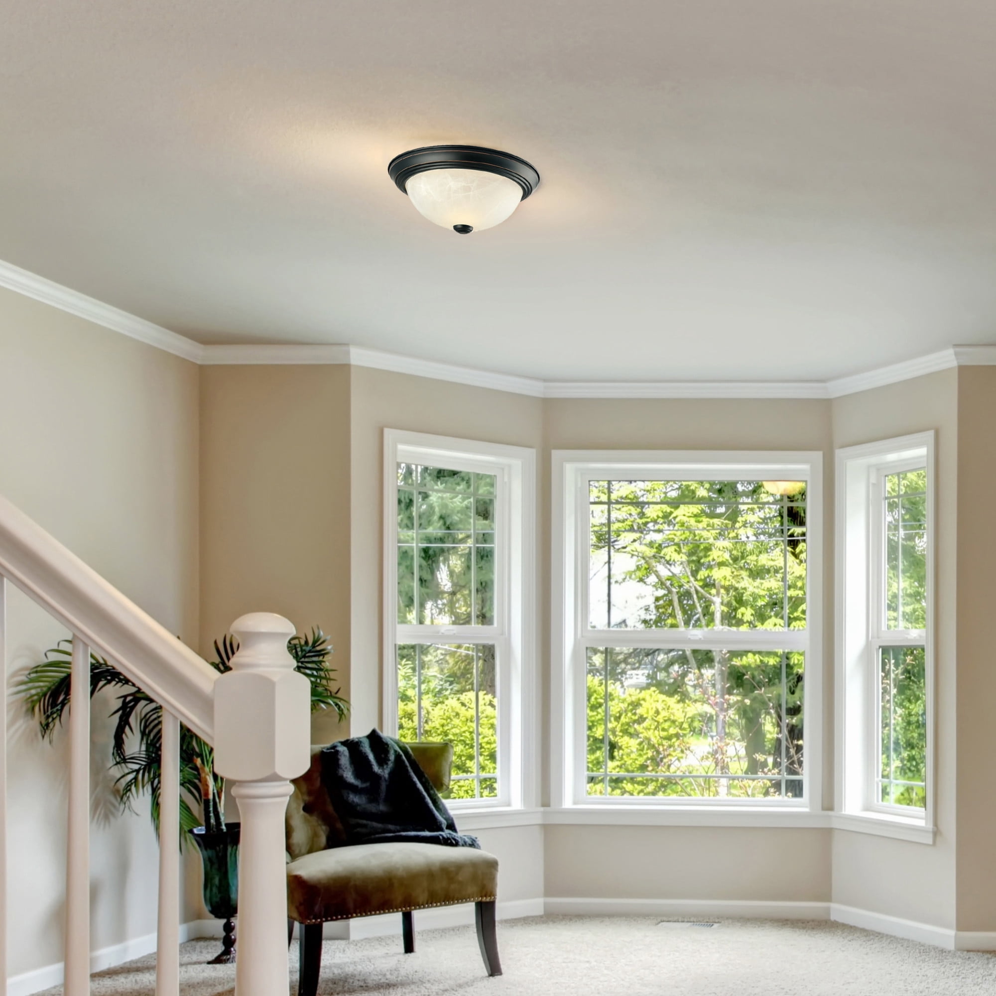 Design House 587519 Traditional 2 Pack 2-Light Indoor Dimmable Ceiling Light with Alabaster Glass for Bedroom Hallway Kitchen Dining Room, Oil Rubbed Bronze