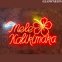 Glowneon Mele Kalikimaka Christmas Led Sign, Hawaiian Christmas Sign