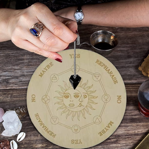 Tablero De Péndulo Tablero de adivinación tallado tableros de péndulo de astrología de madera decoración de adornos de Altar