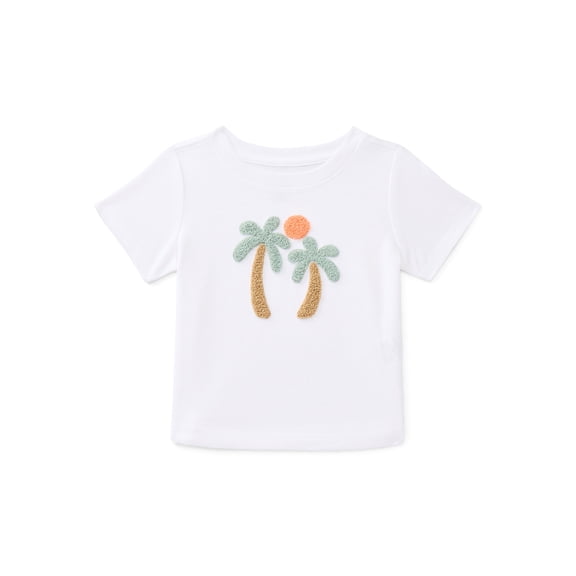 Wonder Nation Baby Boy Short Sleeve Chenille Detail T-Shirt, Sizes 0-24 Months