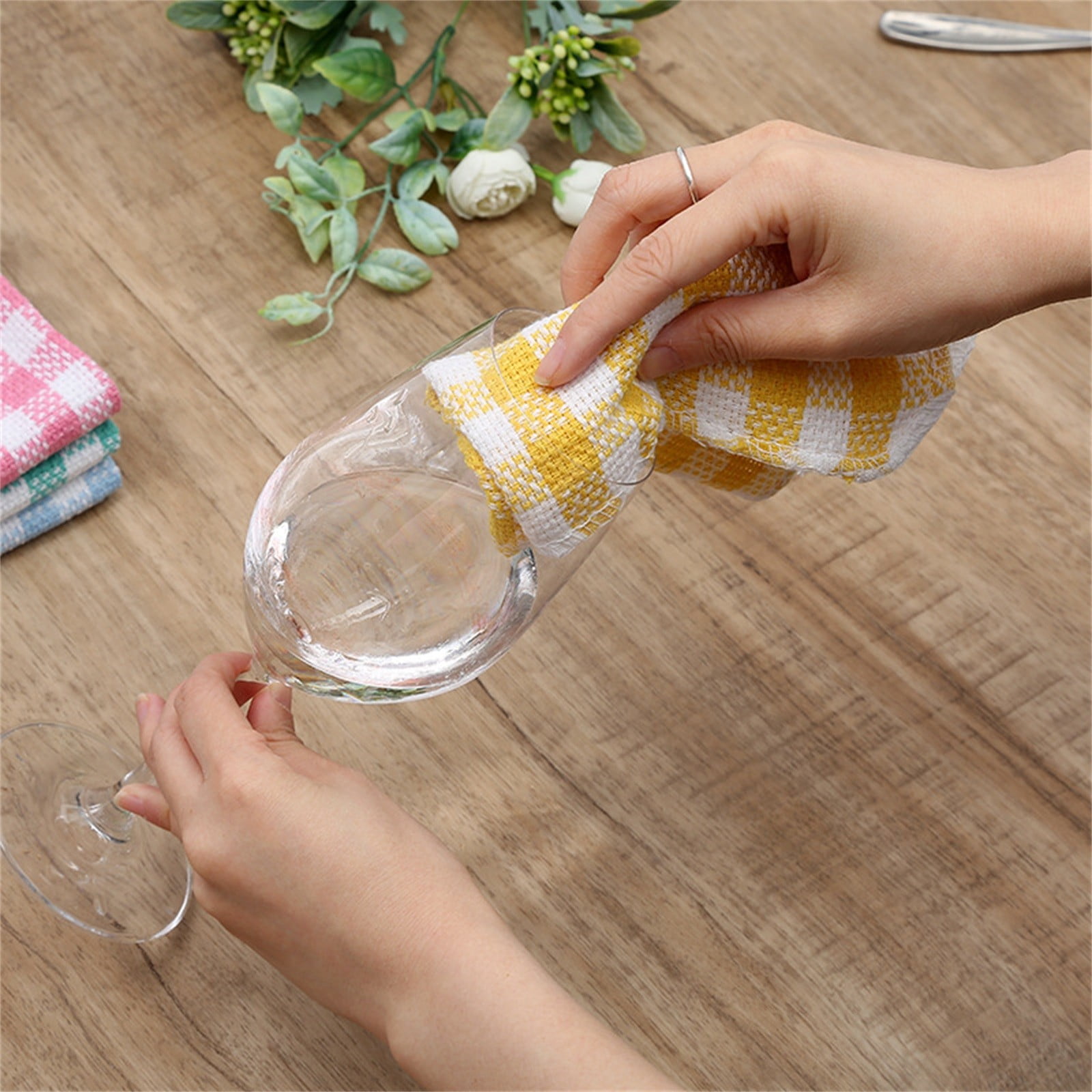 4 Pack Kitchen Towels and Dishcloths Sets,100% Cotton Soft Absorbent Quick Drying Dish Towels for Kitchen,Washing Dishes,12x12 Inches, Multi Color