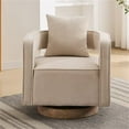 thumbnail image 2 of Swivel Accent Chair, Modern Upholstered Lounge Chair Armchair with 360 Degree Swiveling Weathered Base, Leisure Club Chair Comfy Single Sofa Chair for Nursery Bedroom Living Room Office, Beige, 2 of 7