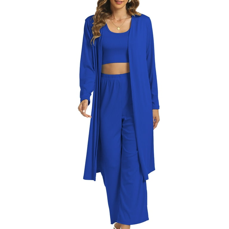 トップス LONG SLLEVE LOUNGE CARDIGAN 3 Amazon.com: Women's 3 Piece Knit Lounge Set, Long Sleeve