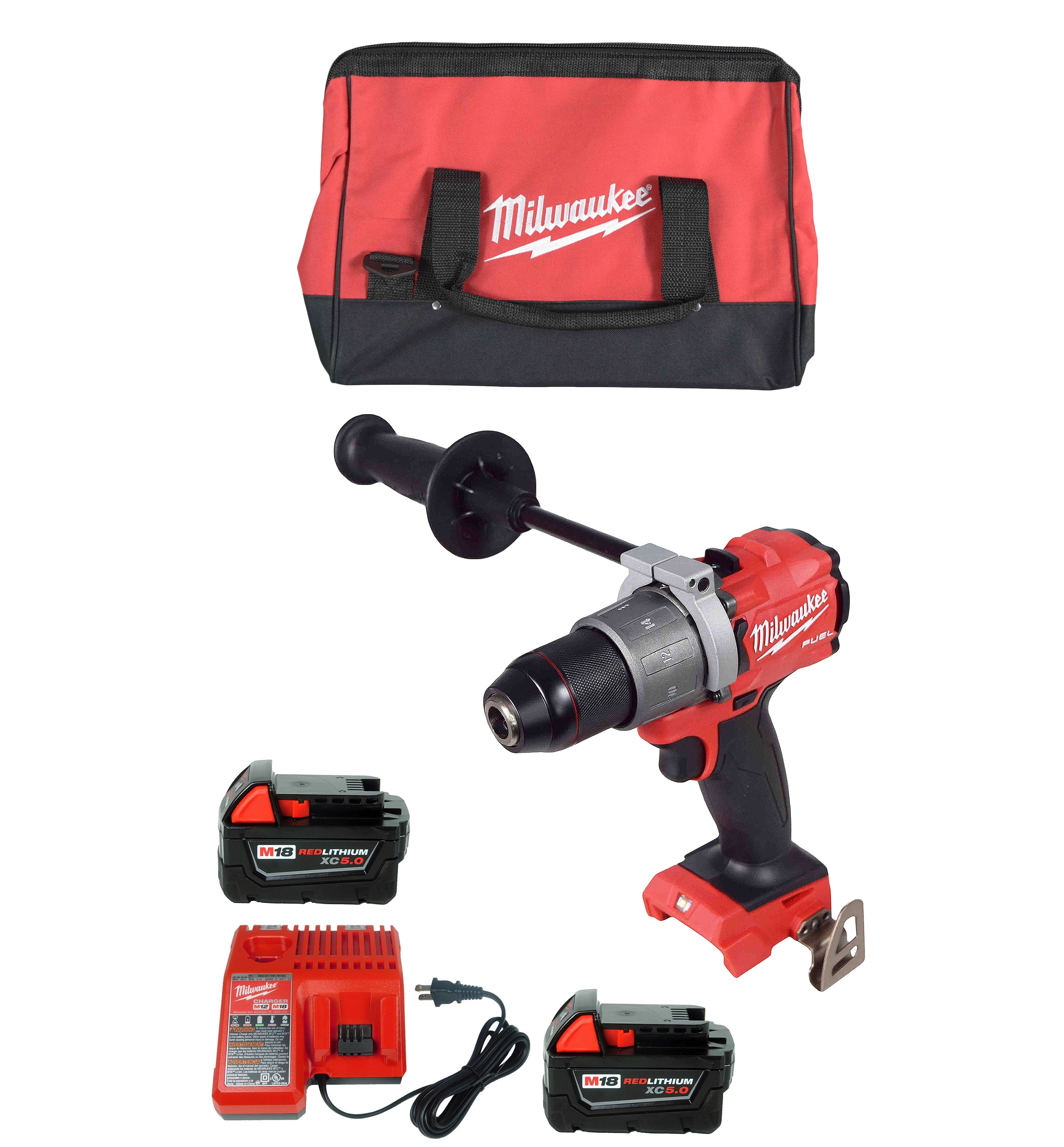 Milwaukee 2804201/2" Hammer Drill,2Pc. 48111850 5.0Ah Batt,4859