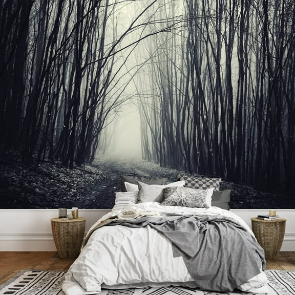 wall26 - Mural of a Vacant Pathway in a Dried Out Forest - Wall Mural, Removable Sticker, Home Decor - 66x96 inches