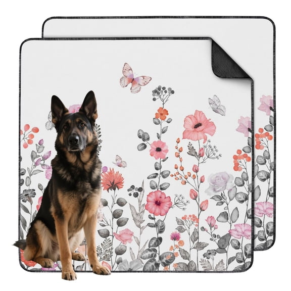 Jumbo 48x48 Inch Reusable Puppy Training Pads 2-Count, Super Absorbent Washable Dog Training Mats, Leakproof & Skid-Resistant for Hardwood Floors, Floral