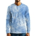 thumbnail image 4 of Inglocry Men's Henley Shirt, Long Sleeve Button Down Tie Dye Soft Cotton Blend Thermal Pullover Top Blue XL, 4 of 7