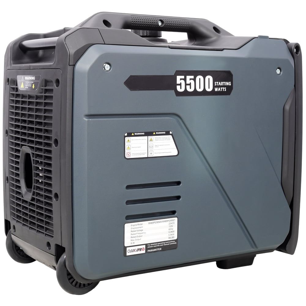 Super Quiet 5.5KW Portable Inverter Generator Dual Fuel Gas & LPG 224cc 4-Stroke Electric & Remote Start Foldable Handle Wheels CO Sensor EPA Compliant