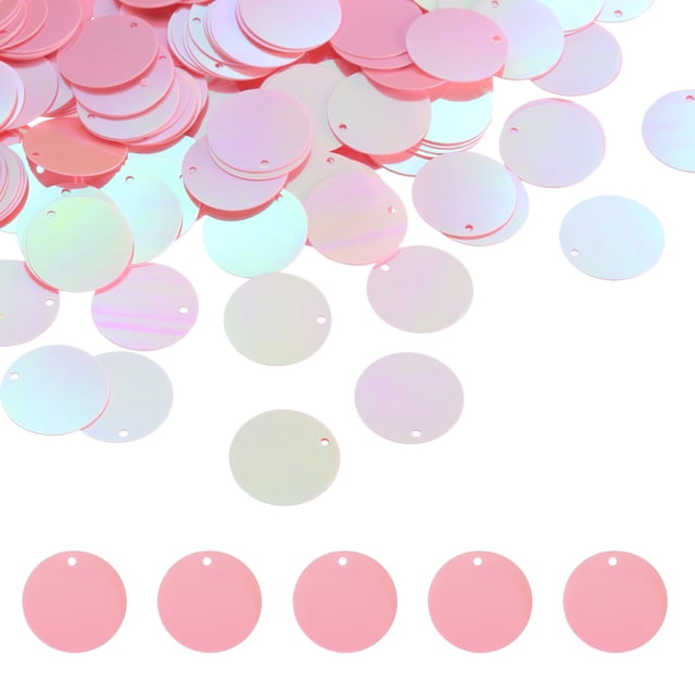 450 Pcs Paillettes Rondes Plates, 20mm/0.8 Résine Dégradé AB Rose Foncé Paillettes Lâches avec Trous Uniques