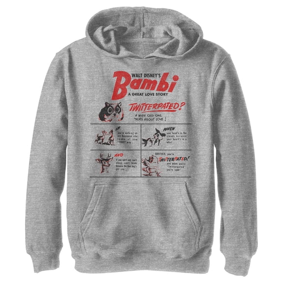 Boy's Bambi Twitterpated Love Advice Pull Over Hoodie Athletic Heather Small