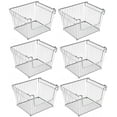 thumbnail image 3 of Stackable Metal Storage Organizer Bin Basket with Handles - Large, 6 Pack - Silver, 3 of 8