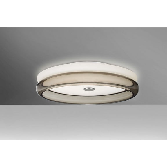 TOPPER12SMC-LED-Besa Lighting-Topper 12-Two Light Flush Mount-12 Inches Wide by 3 Inches High-Opal/Smoke Glass Color-LED Lamping Type
