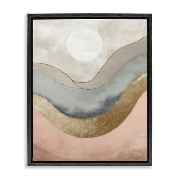 Stupell Industries Lunar Curves Landscape Abstract Painting Black Floater Framed Canvas Art Print Wall Art, 17 x 21