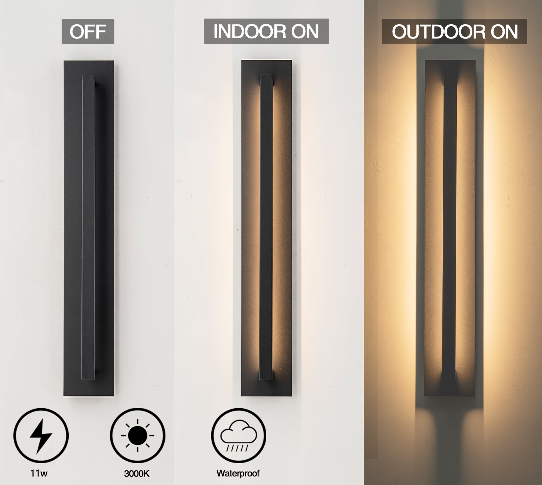 31.5 inch Black Modern Outdoor Led Wall Sconce