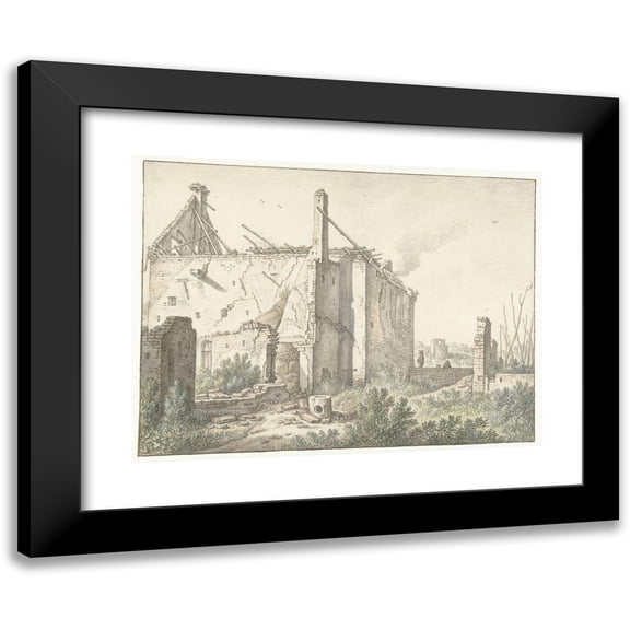 Herman Saftleven 14x11 Black Modern Framed Museum Art Print Titled - Ruin of a House in Utrecht (1674)