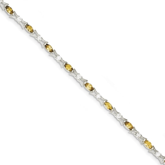 Beautiful Sterling Silver Citrine & CZ Bracelet