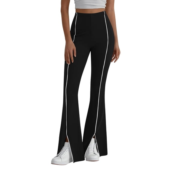 cocolona Womens Summer High Waist Butt Lifting Flare Leggings Casual Loose Elastic Waist Splited Wide Leg Yoga Pants