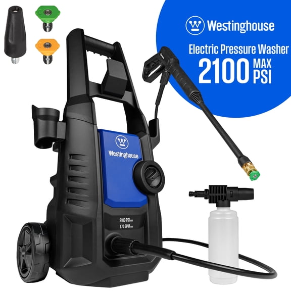 Westinghouse ePX3050 Electric Pressure Washer, 2100 Max PSI 1.76 Max GPM with Foam Cannon and Turbo Nozzle, for Cars/Fences/Driveways/Home/Patios