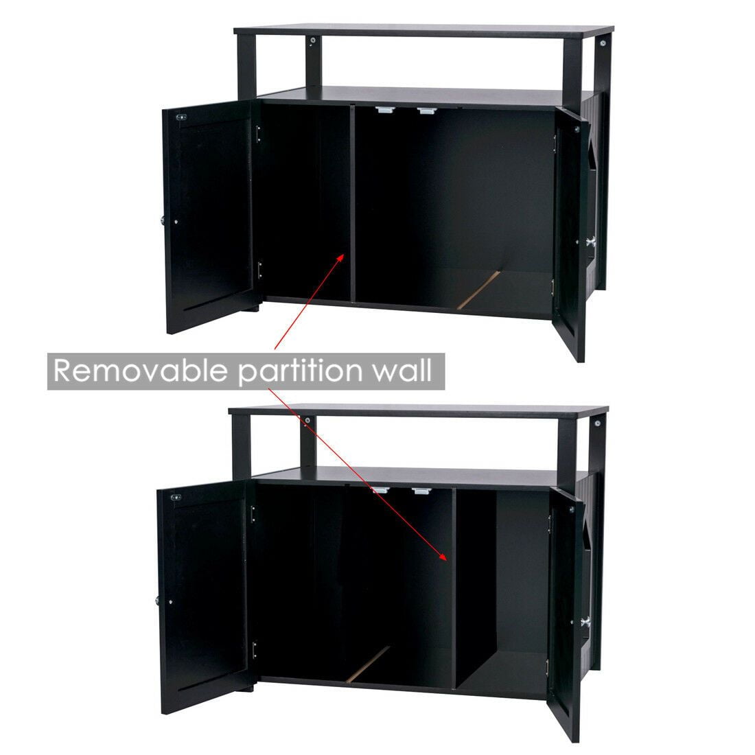 GDLF Double-Door Pet Crate Cat Washroom Hidden Cat Litter Box Enclosure Furniture Cat House Right Side Entrance with Table Home Nightstand Large Box
