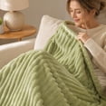 thumbnail image 2 of Clearance! Hotyverty Fuzzy Fleece Throw Blanket, 78.7 in x 48 in, Green, 2 of 6