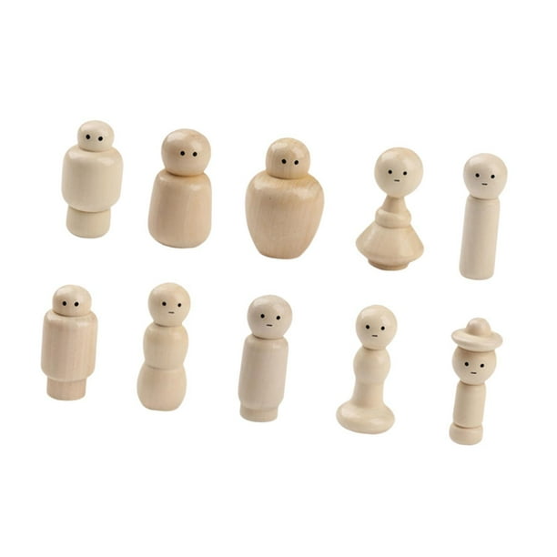 10 piezas de muñecos de madera con clavijas, figuras de casa de muñecas sin terminar, mini muñecos para pintar, para niños en edad preescolar, niños y