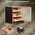 thumbnail image 3 of GLENCREAG MET-1031 Cigar Humidor Cabinet for 100 to 150 Cigars with Spanish Cedar Lining, Tight-Seal Magnetic Door, 3+1 Large Capacity Drawers, 3 of 5