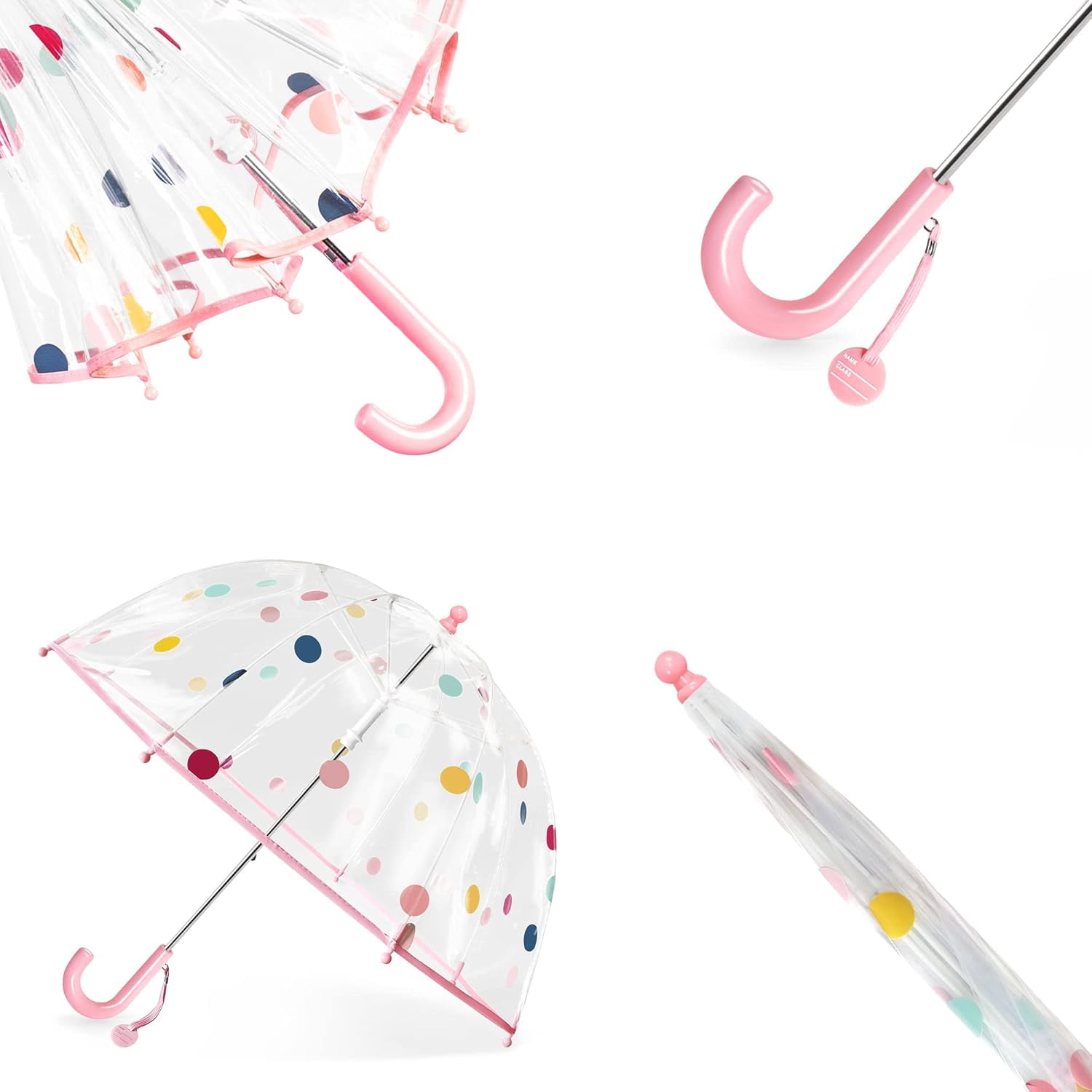 MGH Kids Clear Bubble Umbrella 2 Pack - Dome Windproof Rain Umbrellas for Boys and Girls