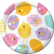 Club Pack of 96 Multi-Colored Spring Easter Disposable Luncheon Plates 6.75"