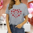 thumbnail image 1 of T-shirts à Col Rond pour Femmes Manches Courtes Mode Imprimé Cœur T-Shirt Ample Léger Confortable Doux Chandail Tenues Gris TTG, 1 of 4