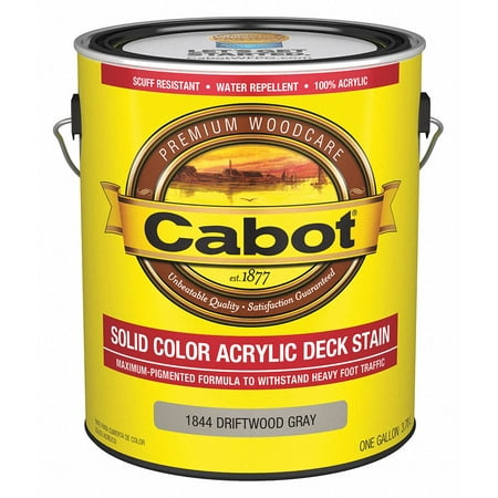 Cabot Low Luster Solid Acrylic Stain for Concrete, Wood, Driftwood Gray, 1 (Best Solid Stain For Pressure Treated Wood)