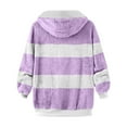 thumbnail image 5 of Ersazi Girls Fall Jacket Women's Fashion Stripe Drawstring Hooded Reversible Fleece Warm Jacket Purple Oversized Sweatshirt for Women S, 5 of 5