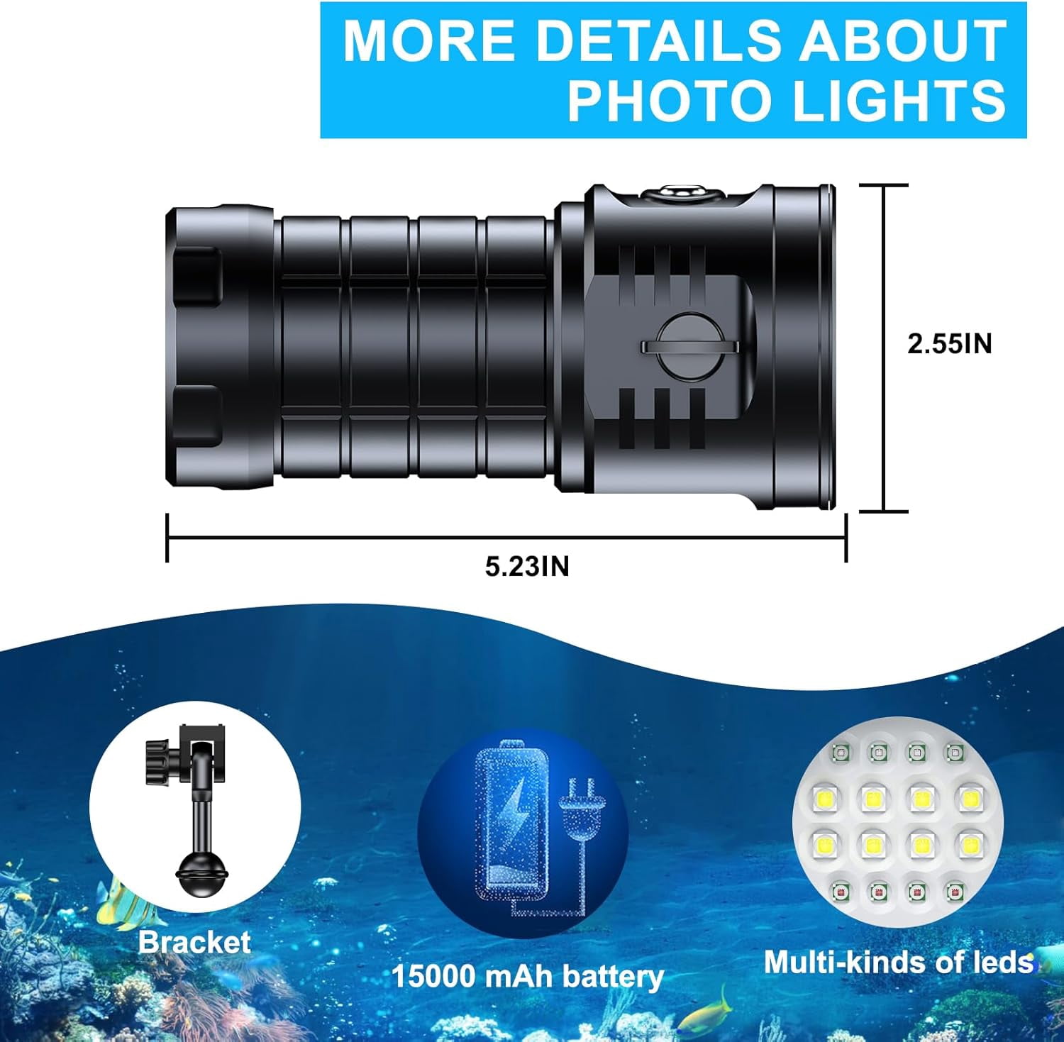 Siuyiu Dive Light 3800 Lumens Scuba Diving Flashlight, Underwater Video Light