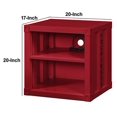 thumbnail image 5 of Benzara BM204630 Metal Nightstand with 2 Open Compartment & USB Port, Red, 5 of 5