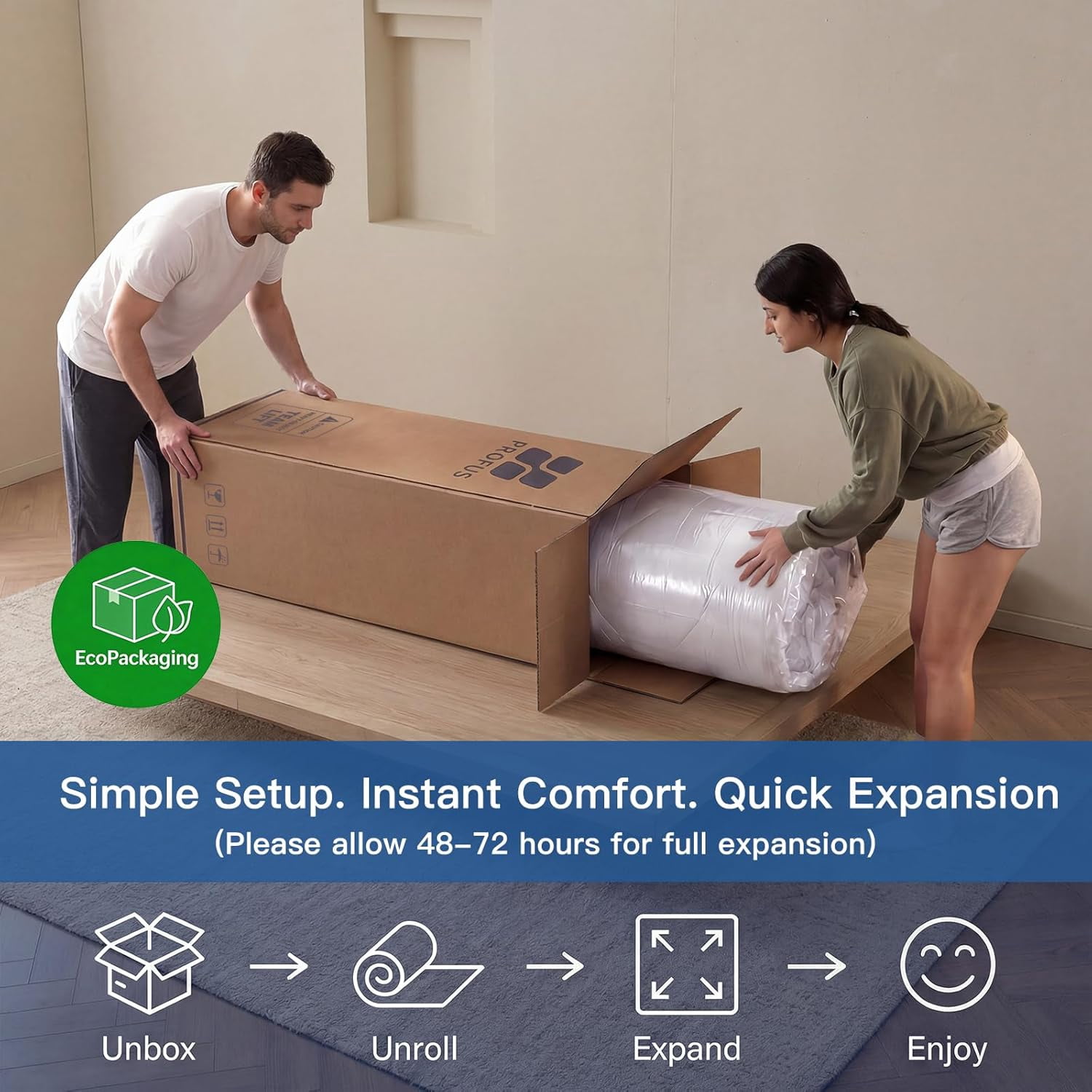 Profus 6 Inch Twin Mattress with Bonnell Spring, Twin Mattress for Kids, Memory Foam Mattress for All Night Sleep & Pressure Relief, Certified Safe Foams & Fabric, Fiberglass Free Mattress in A Box