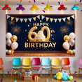 thumbnail image 3 of Gold Glitter Banner Colorful Balloons 60th Celebration Background for Party Decoration Indoor Event, 3 of 9