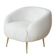 thumbnail image 3 of Fithood FCH Faux Fur Barrel Accent Chair with Ottoman for Bedroom Living Room Guestroom, White, 3 of 5