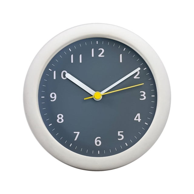Reloj de baño sin tictac, ligero, minimalista, resistente al agua, con ventosa Blanco Gris