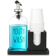 thumbnail image 1 of Dispensador de enjuague bucal Bivclaz, vidrio de 500 ml con portavasos, color negro, 1 of 7
