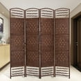 thumbnail image 2 of THY COLLECTIBLES Decorative Freestanding Woven Bamboo 4 Panels Hinged Privacy Panel Screen Portable Folding Room Divider (Darkmocha) (Darkmocha), 2 of 4