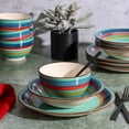 thumbnail image 4 of Gibson Home Rainbow Party 12 Piece Hand-Painted Multi-Color Stoneware Dinnerware Dish Set  - Green, 4 of 6