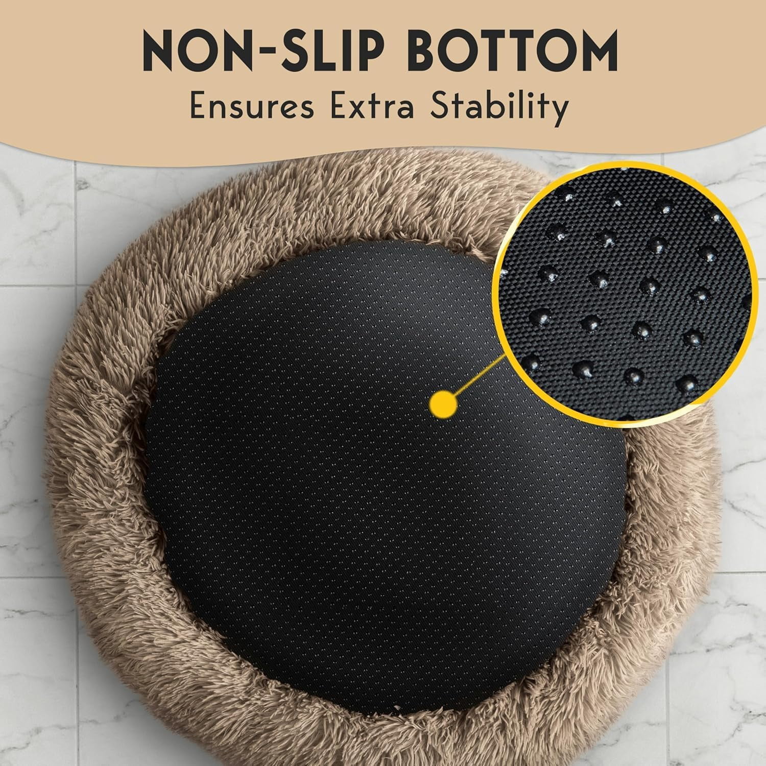 XL Dog Beds for Large Sized Dog - 45'' Extra Large Dog Bed, Washable Dog Bed - Anti-Slip Super Soft Round Donut Bed, Fluffy Faux Fur Anti-Anxiety Premium Comfort Pet Bed, Fits Dogs upto 120lbs
