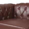 thumbnail image 6 of Chesterfield Luxury Leather 3 Seater Sofa, 83.66 Inch Width Sofa with Wooden Legs, Traditional Square Arm Removable Cushion for Living Room Bedroom Apartment Brown, 6 of 7